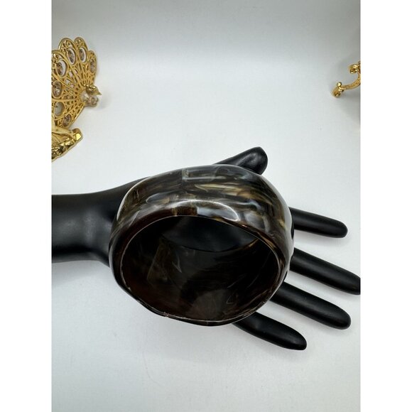 Bracelet Vintage Geometric Chunky Resin Acrylic Irregular Bangle Brown - Picture 9 of 9